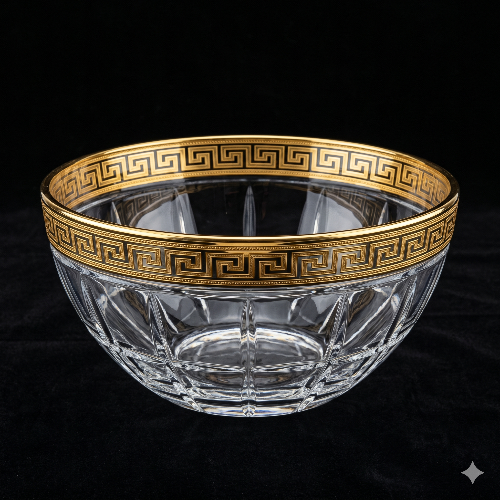 Geometric Gold Rimmed Serving Bowl - Elegant Centerpiece for Salads and Pasta